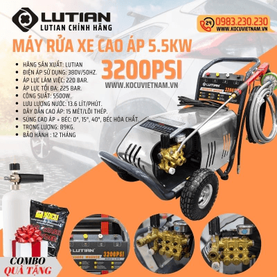Máy rửa xe cao áp Lutian 5.5KW 3200PSI 20M32-5.5T4