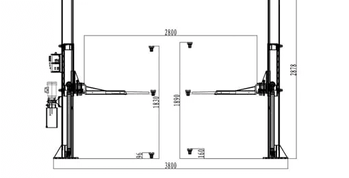 Tìm hiểu tất tần tật thông tin về kích thước cầu nâng 2 trụ