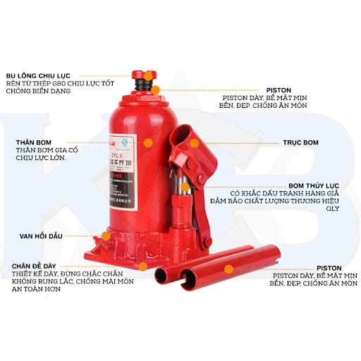Cấu tạo của con đội thủy lực